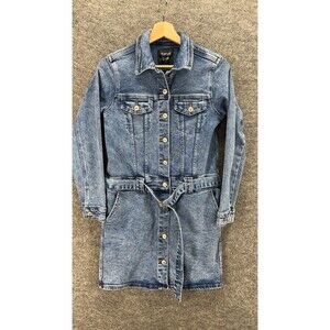 Sweet Look Shirt Dress Women S Small Blue Denim Medium Wash Short Belted Button